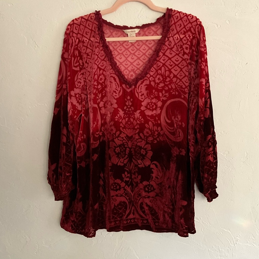 Sundance Ombre Velvet Burnout Silk Blend Tunic Large